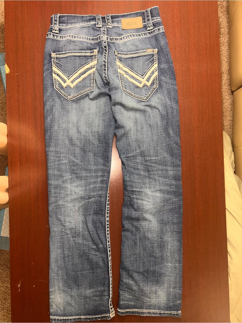 Buckle Men’s Blue Washed Bootcut Jeans - Picture 3 of 5